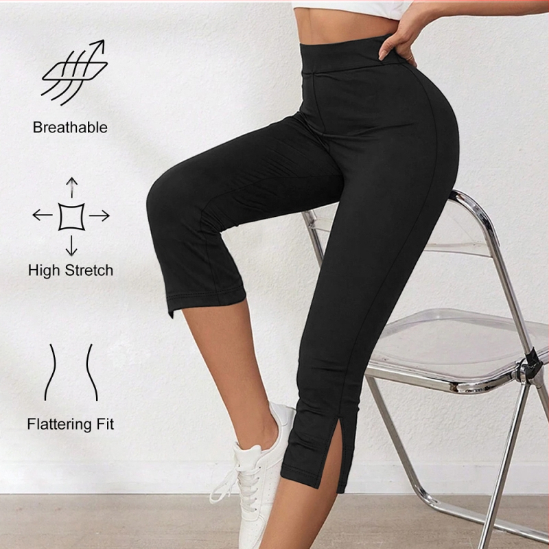 Határokon átnyúló, népszerű, magas derekú, rövidített leggings, nyári női vékony külső ruházat, rugalmas fitnesz rövidített jóganadrág