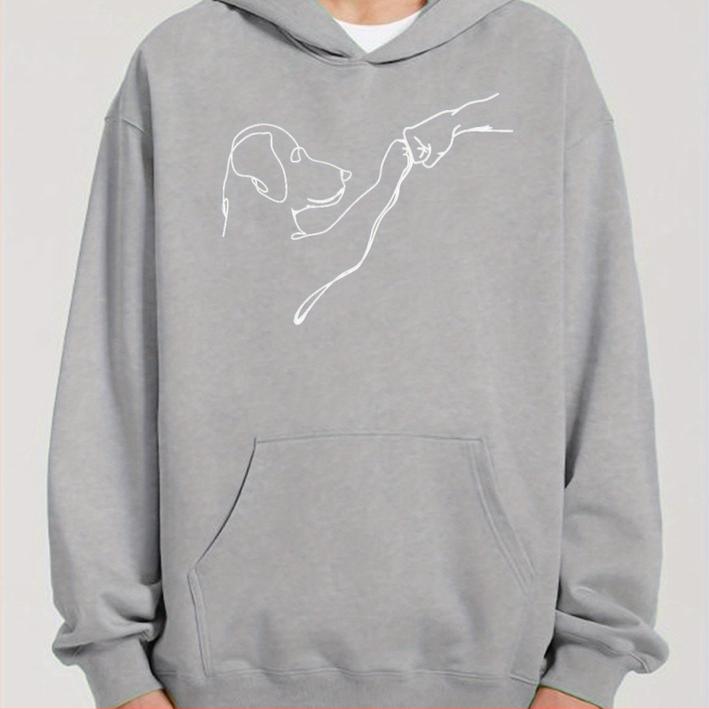 Kutya és Ember Mintás Kapucnis Pulóver_ Menő Kapucnis Pulóverek Férfiaknak