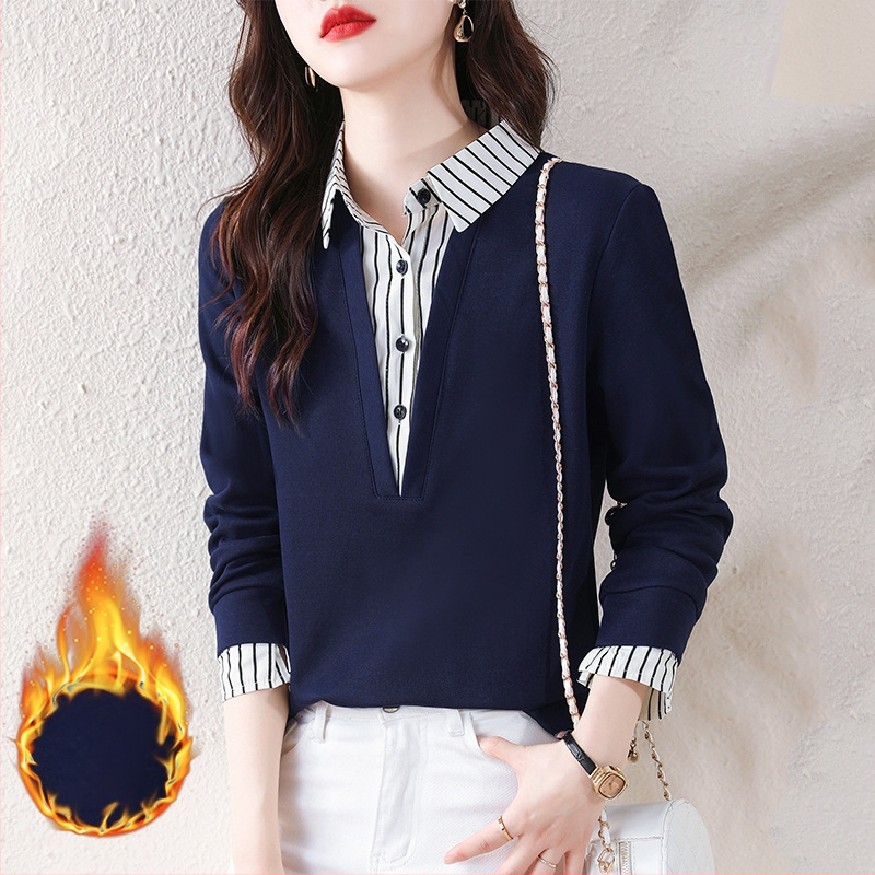 Hamis kétrészes ing női hosszú ujjú 2025 új divatos középkorú anya őszi hajtókás alsó ing felső