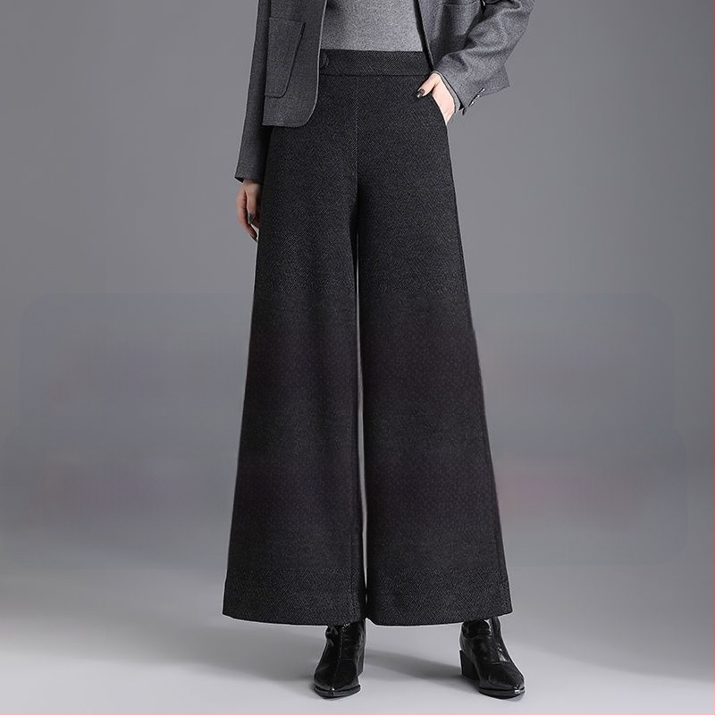 A6C gyapjú széles szárú nadrág női őszi-téli magas derekú nadrág Dose laza hétköznapi nadrág 2024 új Ancora piros nagy