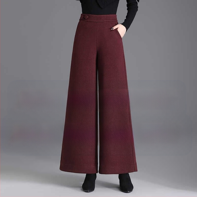 A6C gyapjú széles szárú nadrág női őszi-téli magas derekú nadrág Dose laza hétköznapi nadrág 2024 új Ancora piros nagy