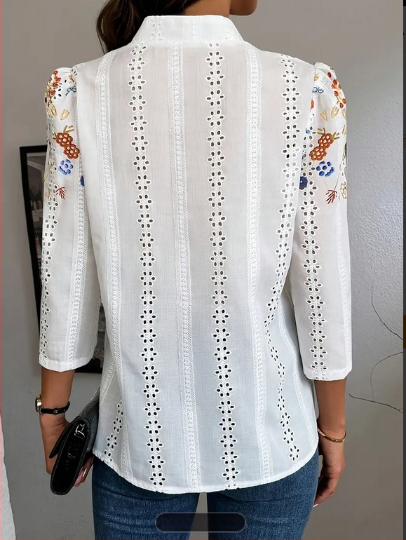 2025 tavaszi új retró mintás ing, friss, romantikus és gyengéd stílus, sokoldalú állógalléros ing