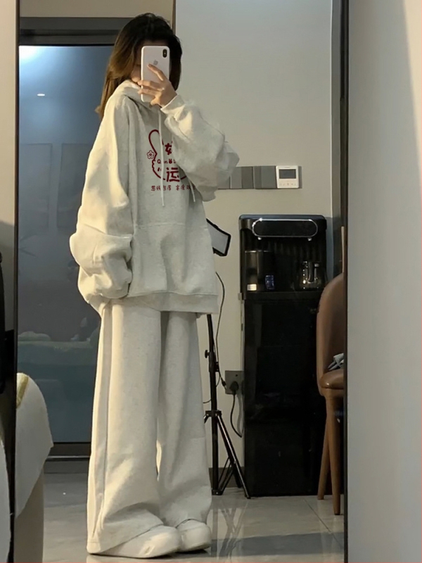 Amerikai Retro Lazy Style Loose szürke kapucnis pulóver női 2025 új őszi és téli polár bélésű ruhák