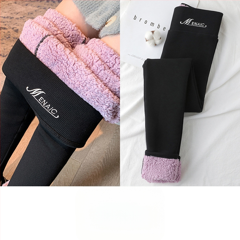 Őszi és téli bársony leggings női szűk leggings szürke menetes karcsúsító bárány bársony bélelt meleg pamut nadrág 9087