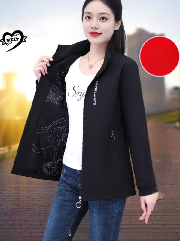 Függőleges galléros kabát női tavaszi és őszi 2025 új stílus középkorú anyuka bő plus size hétköznapi rövid dzseki felső női