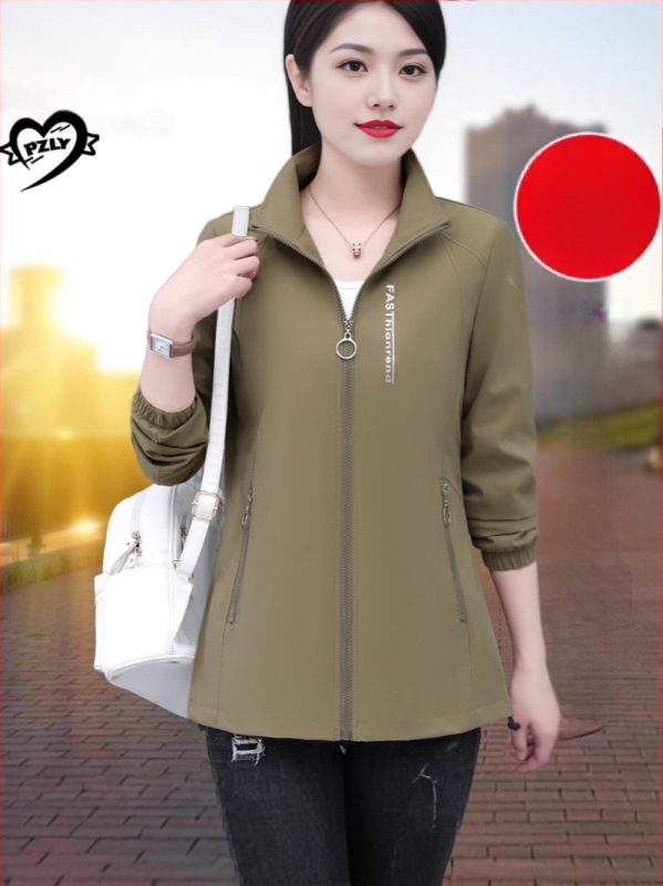 Függőleges galléros kabát női tavaszi és őszi 2025 új stílus középkorú anyuka bő plus size hétköznapi rövid dzseki felső női