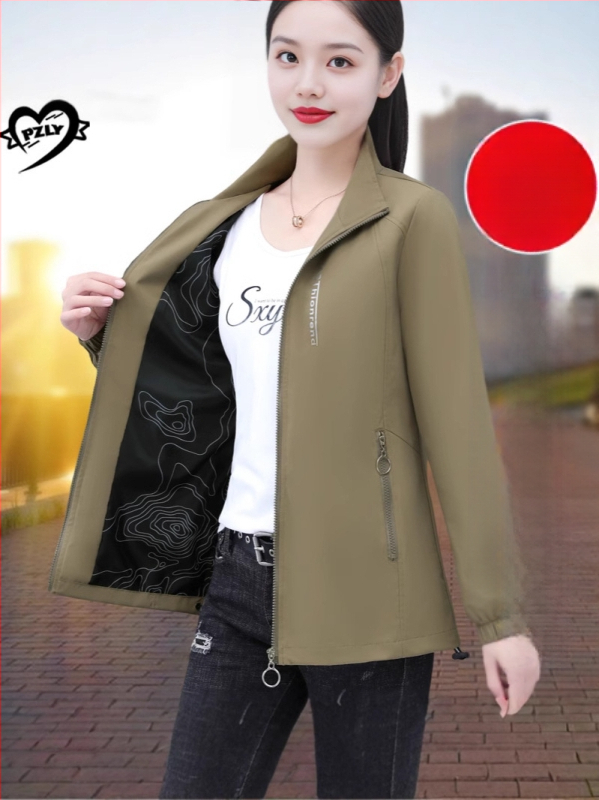 Függőleges galléros kabát női tavaszi és őszi 2025 új stílus középkorú anyuka bő plus size hétköznapi rövid dzseki felső női