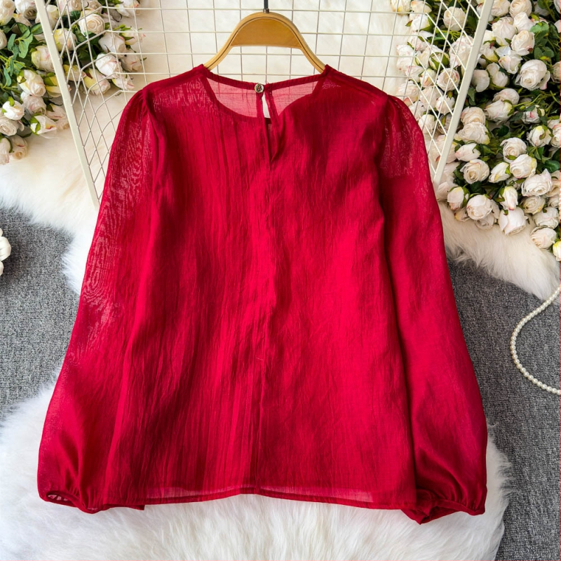 Francia udvari stílusú ing, tavaszi ing 2025, új, csúcskategóriás, Sense háromdimenziós, virágmintás, hálós, laza, karcsúsító felső