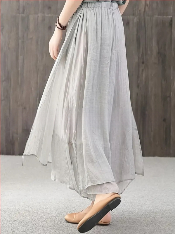 Ljeto 2025. Nove retro jednobojne svestrane udobne hlače s vilinskom suknjom u devet točaka, ženske drapirane hlače širokih nogavica