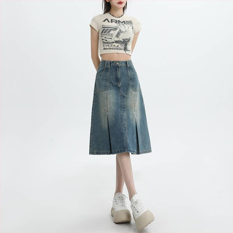 A haj nevében nagykereskedelmi amerikai retro farmer szoknya női rakott dizájn érzéki niche magas derekú karcsú szó csípőszoknya