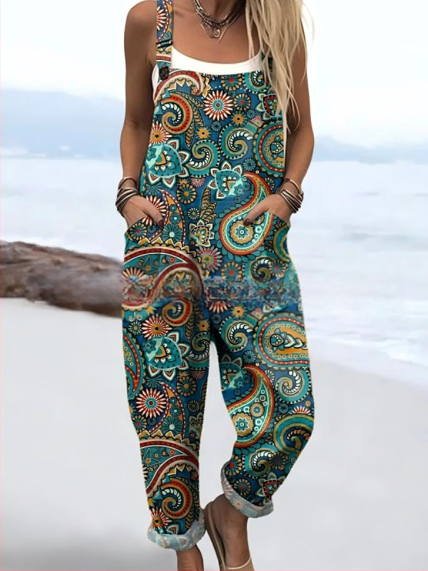 2025 Határokon átnyúló új női ruházat Amazon európai és amerikai nyári 3D nyomtatott gombos nadrágtartók alkalmi nadrágtartók