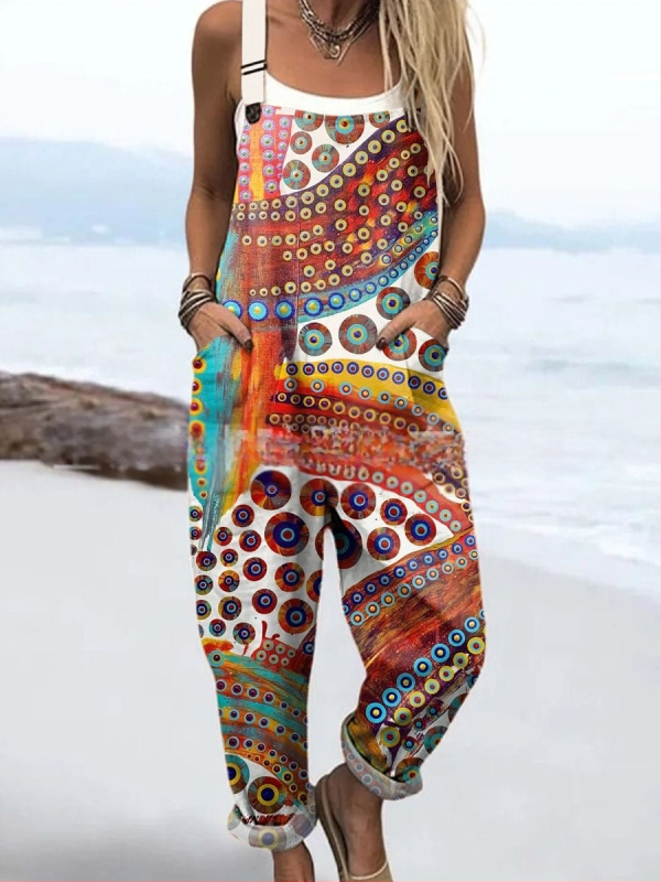 2025 Határokon átnyúló új női ruházat Amazon európai és amerikai nyári 3D nyomtatott gombos nadrágtartók alkalmi nadrágtartók