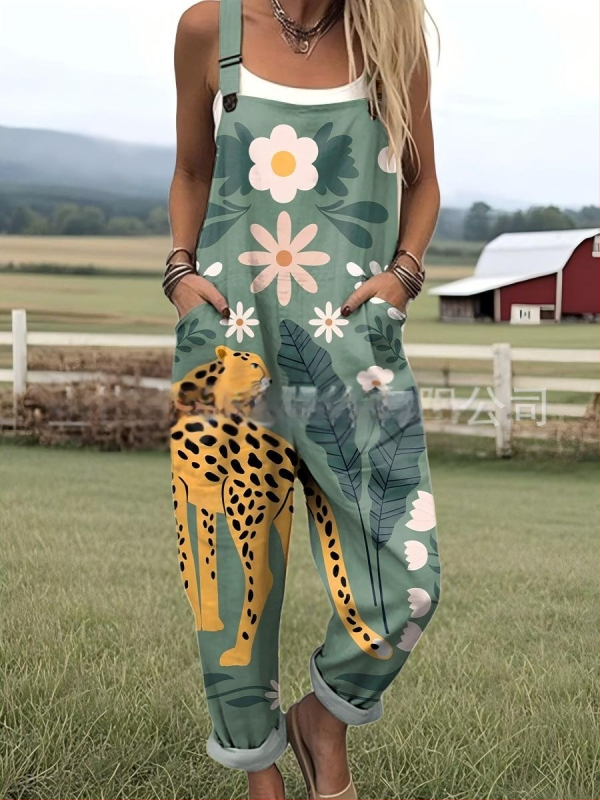 2025 Határokon átnyúló új női ruházat Amazon európai és amerikai nyári 3D nyomtatott gombos nadrágtartók alkalmi nadrágtartók