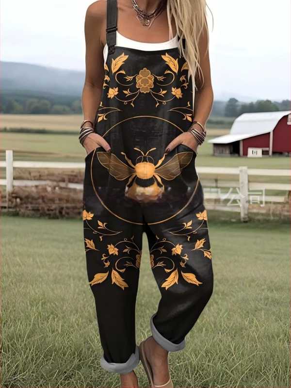 2025 Határokon átnyúló új női ruházat Amazon európai és amerikai nyári 3D nyomtatott gombos nadrágtartók alkalmi nadrágtartók