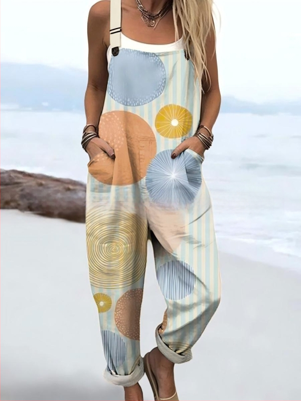 2025 Határokon átnyúló új női ruházat Amazon európai és amerikai nyári 3D nyomtatott gombos nadrágtartók alkalmi nadrágtartók