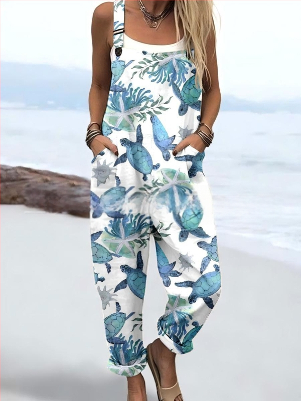 2025 Határokon átnyúló új női ruházat Amazon európai és amerikai nyári 3D nyomtatott gombos nadrágtartók alkalmi nadrágtartók