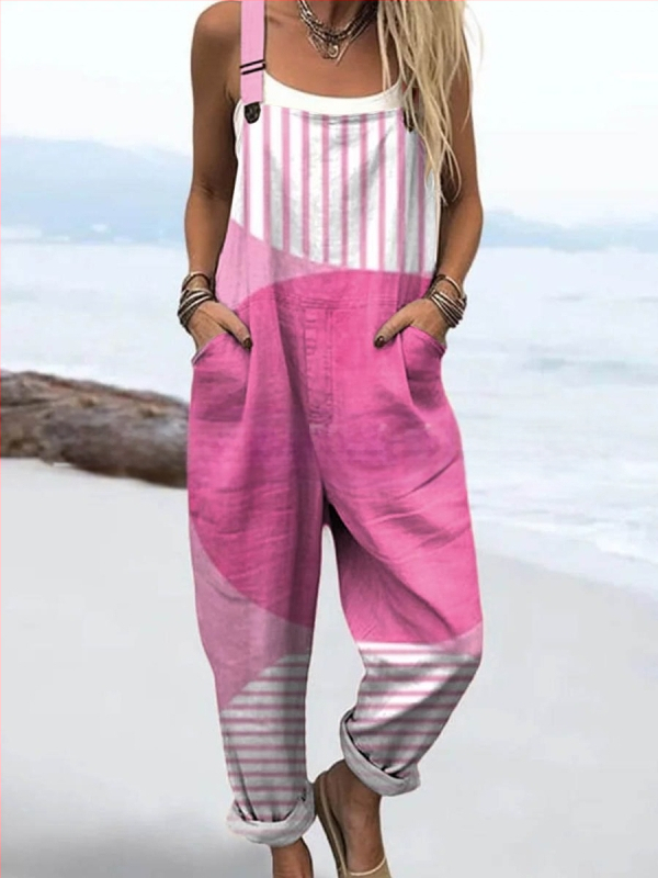 2025 Határokon átnyúló új női ruházat Amazon európai és amerikai nyári 3D nyomtatott gombos nadrágtartók alkalmi nadrágtartók