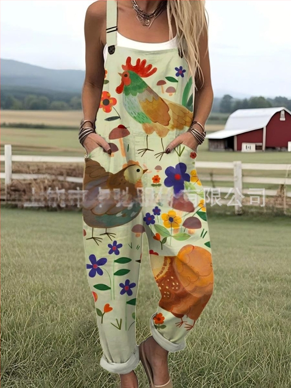 2025 Határokon átnyúló új női ruházat Amazon európai és amerikai nyári 3D nyomtatott gombos nadrágtartók alkalmi nadrágtartók