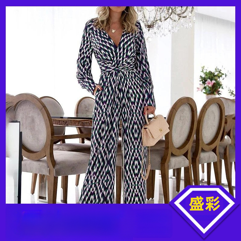 2025-ös újévi Eday Supply európai és amerikai divatos leopárdmintás V-nyakú szexi vastagított overál női L5047