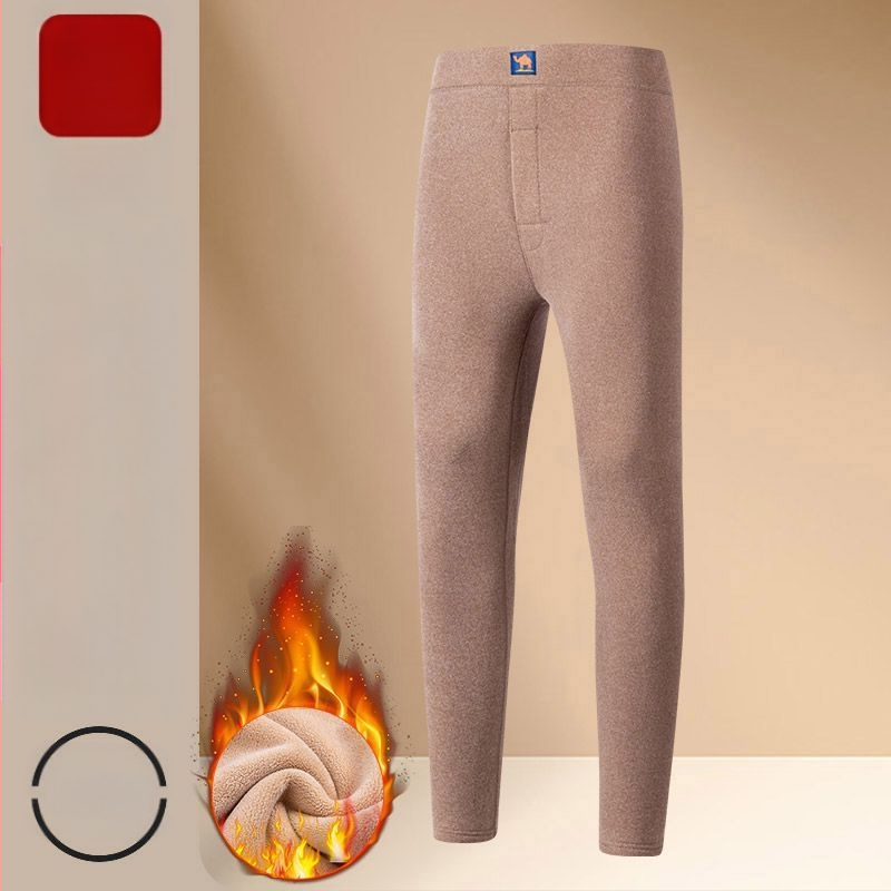 Tople hlače Povećanje 100% Camel hlače s flis podstavom, zadebljane tople muške hlače protiv starenja, visokog struka, za hladne nogavice