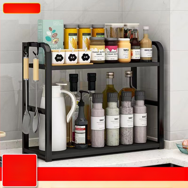 Konyhai tárolóállvány, fűszertartó, asztali, multifunkcionális, többrétegű, asztali tároló, ütésmentes olaj, só, szósz és ecet tárolóállvány