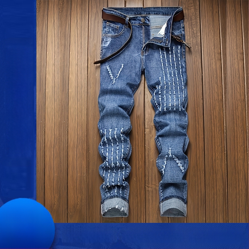 2025-ös, rugalmas, világos színű férfi farmernadrág határokon átnyúló ellátása, európai és amerikai export Amazon egyenes szárú, nosztalgikus fehér férfi nadrág