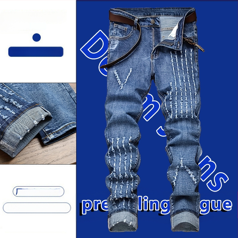 2025-ös, rugalmas, világos színű férfi farmernadrág határokon átnyúló ellátása, európai és amerikai export Amazon egyenes szárú, nosztalgikus fehér férfi nadrág