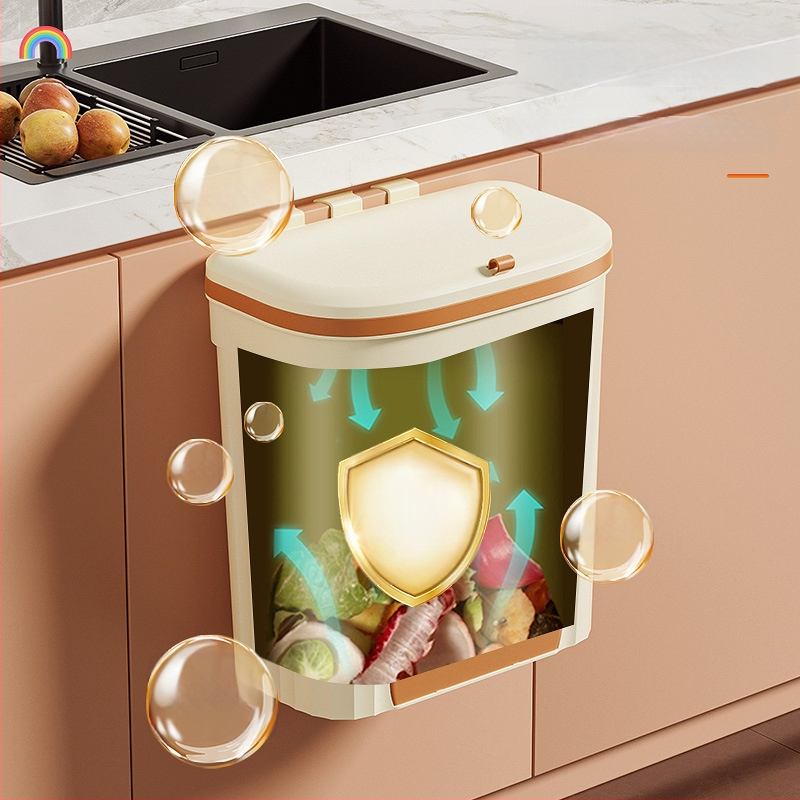 Atverama virtuves atkritumu tvertne, piekarama pie sienas, mājsaimniecības tualete ar vāku, vannas istaba, dzīvojamā istaba, atkritumi, virtuves atkritumu uzglabāšanas spainis