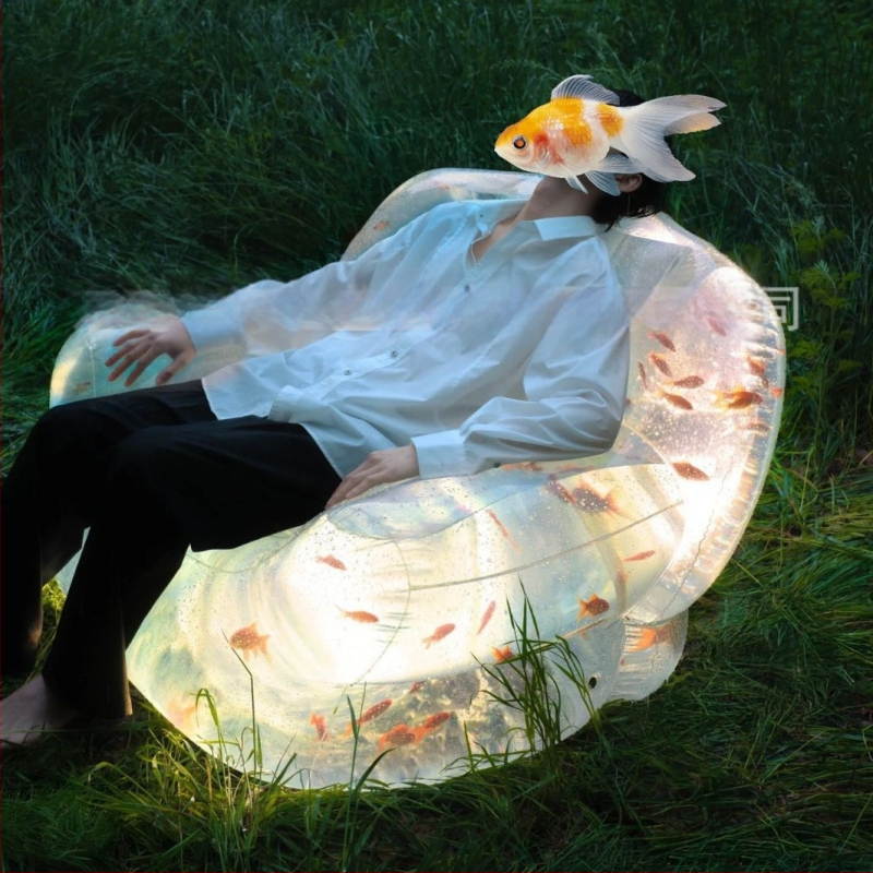 Pripučiama sofa, nešiojama lauke, permatoma pripučiama kėdė, fotografijos rekvizitai, vienvietės dekoratyvinės dekoracijos