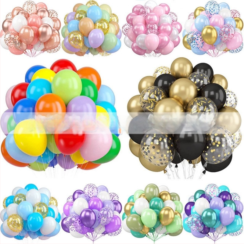 Ristpiiriline 50tk mitmevärvilist õhupalliketi pakendit, stseeni kaunistuseks mõeldud õhupalli sünnipäevapeoks, pulmakomplekt lateksist õhupallideks