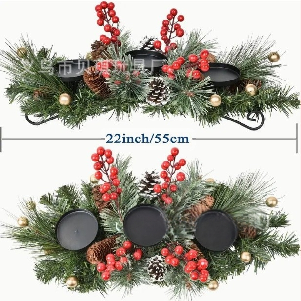 Karácsonyi határokon átnyúló karácsonyi díszek díszek asztali gyertyatartó piros tobozokkal fenyőtoboz étkezőasztal parti