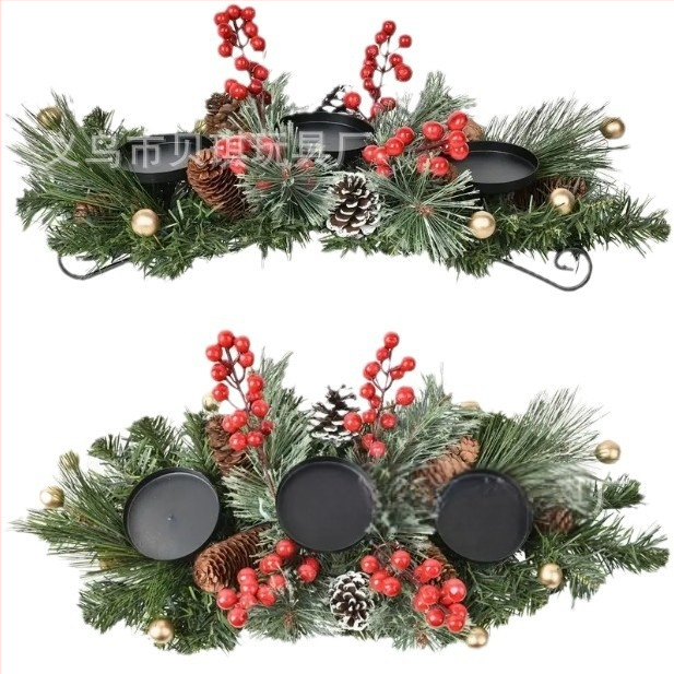 Karácsonyi határokon átnyúló karácsonyi díszek díszek asztali gyertyatartó piros tobozokkal fenyőtoboz étkezőasztal parti