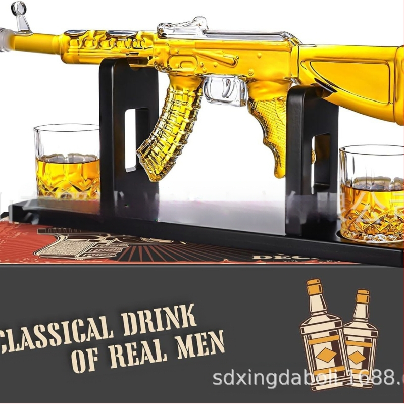 Γυάλινο διαφανές μεγάλο σε σχήμα όπλου καράφα δημιουργικό κόκκινο κρασί μπουκάλι διαφανές γυάλινο κενό μπουκάλι πηγή εργοστάσιο μπορεί να προσαρμοστεί