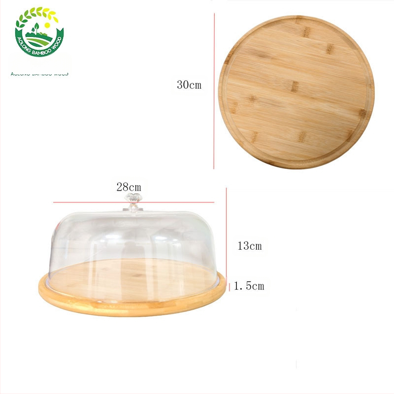 Kūrybinė torto lėkštė Dim Sum padėklas Paprastas permatomas akrilinis dangtelis Deserto stalas Torto vaisių lėkštė Rodyti lėkštę Bambukas