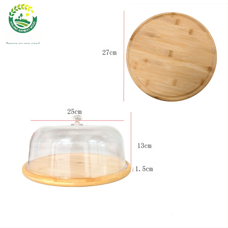 Kūrybinė torto lėkštė Dim Sum padėklas Paprastas permatomas akrilinis dangtelis Deserto stalas Torto vaisių lėkštė Rodyti lėkštę Bambukas