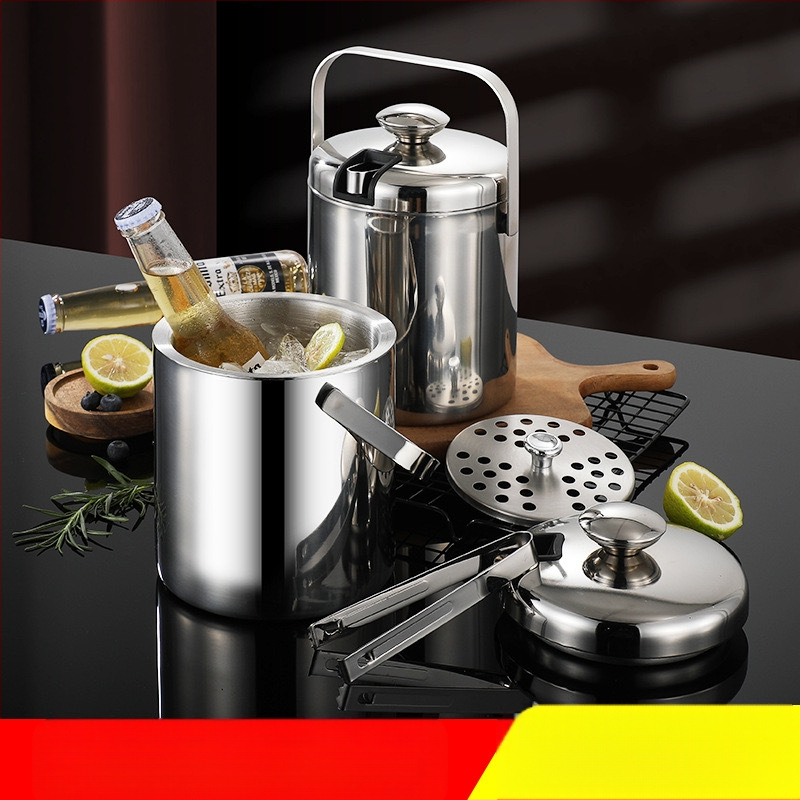 Gamyklinis tiesioginis nerūdijančio plieno 304 medžiagos dvigubo sluoksnio KTV ledo kibiras nešiojamas alaus šampano kibiras baro vyno kibiras