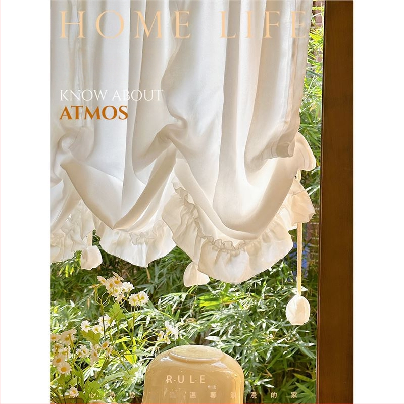 Prancūziško stiliaus šviesios prabangios užuolaidos romėniškos užuolaidos pakeliamos užuolaidos šešėlis pusu užuolaida miegamojo durų užuolaida marlės užuolaida virtuvėje vandens užuolaida su lipdukais