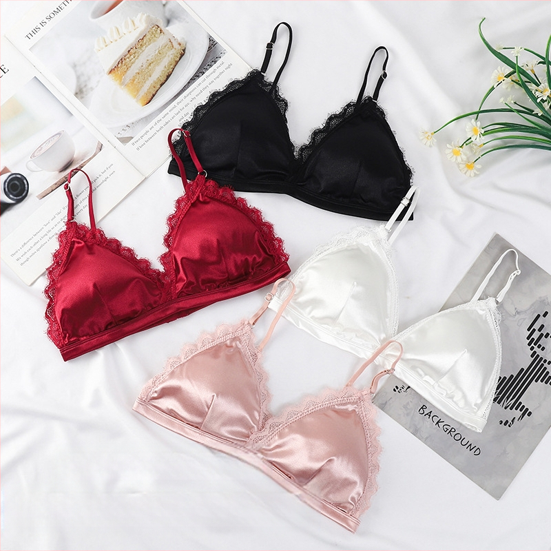 Σουτιέν χωρίς τιράντες σε γαλλικό στιλ με απαλή δαντέλα και τριγωνικό cup, όμορφη πλάτη για νεαρά κορίτσια, χωρίς μπανέλα, ρυθμιζόμενες τιράντες ώμου, μονής σειράς με αγκράφα και επιθέματα στήθους