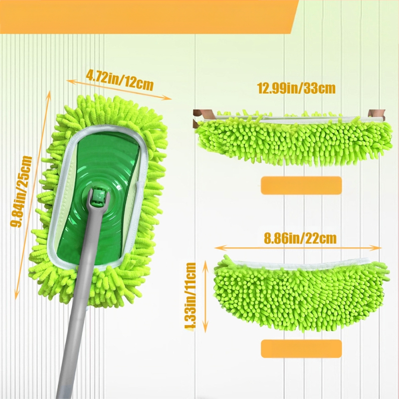 Alkalmas Swiffer Sweeper mikroszálas zöld zsenília nedves és száraz felmosófejhez, kis méret, cserélhető fejjel