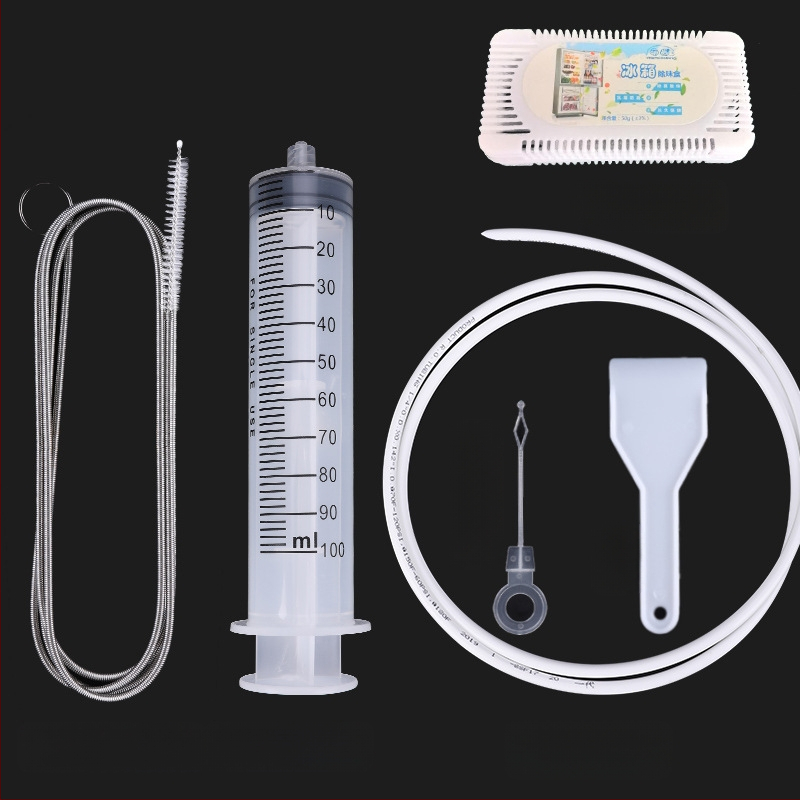 Šaldytuvo išleidimo angos žemsiurbės šepetys valymo įrankis šaldymo patalpos išleidimo vamzdis vanduo ledas užsikimšimas žemsiurbės valymas