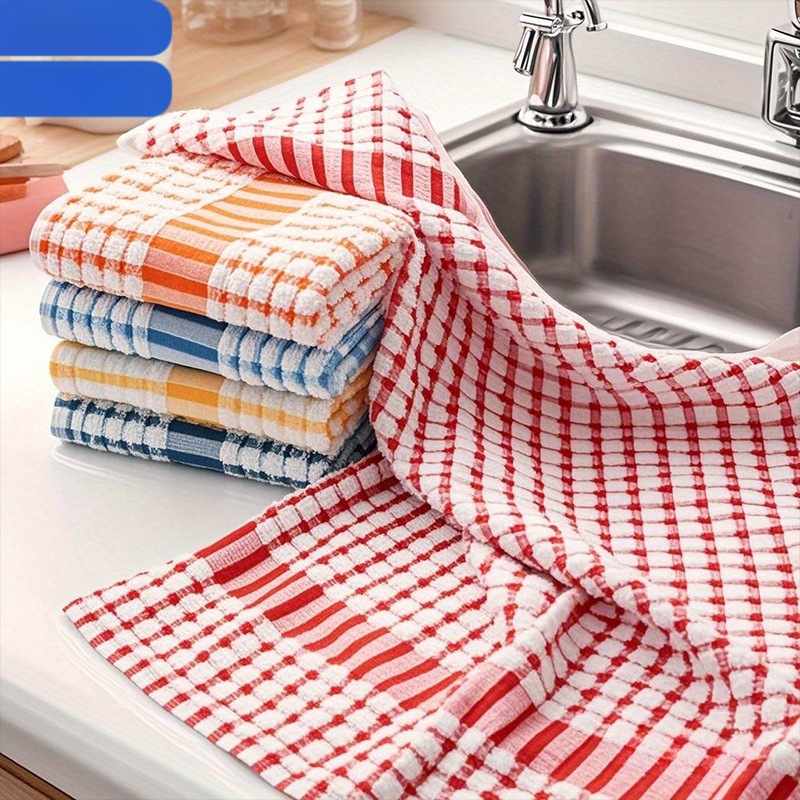 „Cross-Border“ 10 dalių languotų valymo šluosčių rinkinys, virtuviniai rankšluosčiai, arbatos rankšluosčiai, sugeriantys rankšluosčiai, valymo rankšluosčiai, virtuvės skudurai, atsitiktinės spalvos