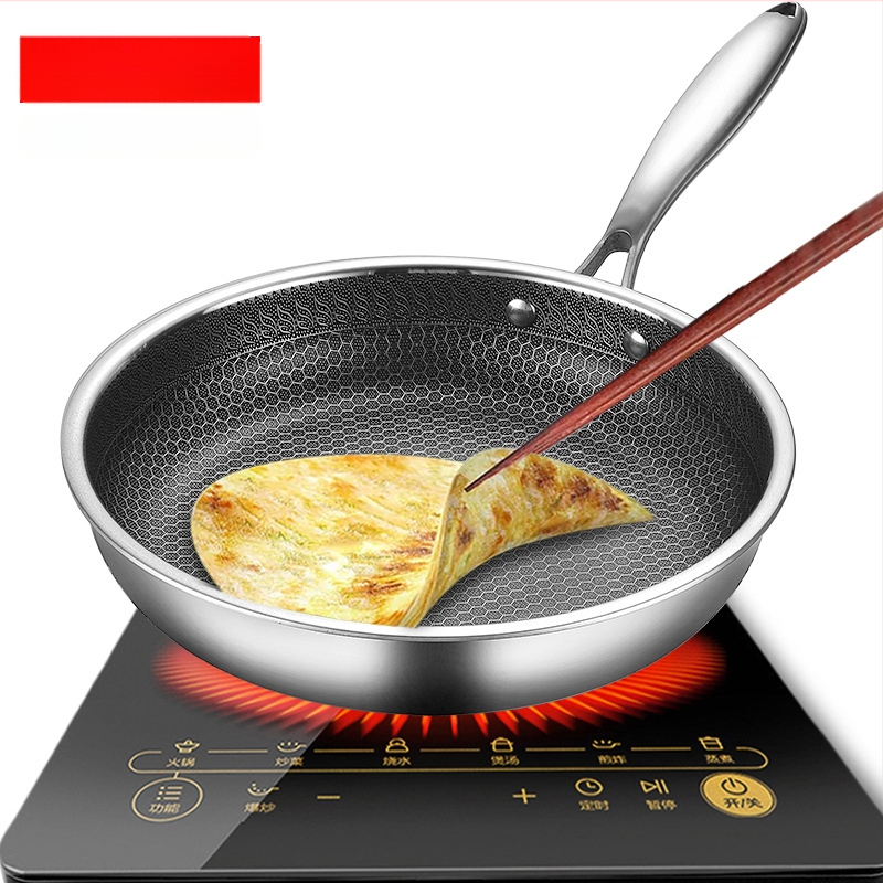 Individualizuota 430 nerūdijančio plieno keptuvė F korio neprideganti keptuvė mažiau aliejaus dūmų pusryčiams keptas kepsnys blynas omletas keptuvė