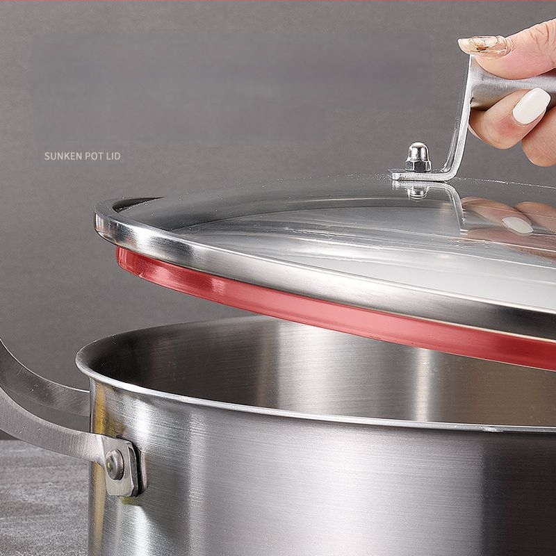 Vokiškas penkių sluoksnių 304 nerūdijančio plieno karštas puodas, europietiško stiliaus dvigubos ausies skaidrus sriubos puodas, „shabu-shabu“ dvigubos ausies sriubos puodas, komercinis karšto puodo baseinas