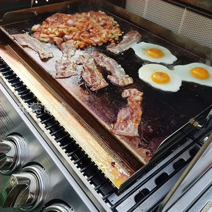 Roostevabast terasest küpsetusgrill pann lameda pealse ja rasvavanni käepidemega gaasi- ja söegrillile