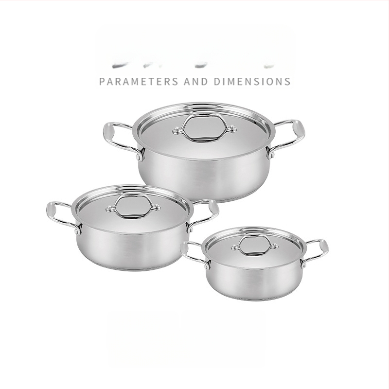 Nerūdijančio plieno sriubos puodų rinkinys, 6 dalių, buitiniai eksportiniai virtuvės reikmenys, sriubos puodų derinys, tarpvalstybinis dujinis binauralinis pieno puodas