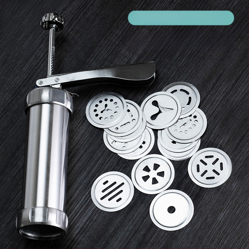 Slapukų formų pistoleto kepimo įrankiai, aliuminio lydinio dekoravimo burna, 20 tirpių pupelių išspaudimo maišelių rinkinys kepimui