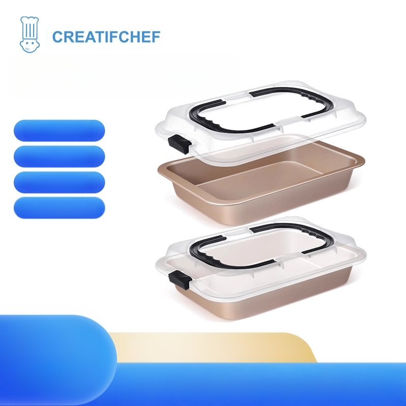 Fekete Arany Kétszínű 2 Részes Készlet Szénacél Tapadásmentes Sütőforma Fedővel Fogantyúval Brownie Sütés Főzés Sütés