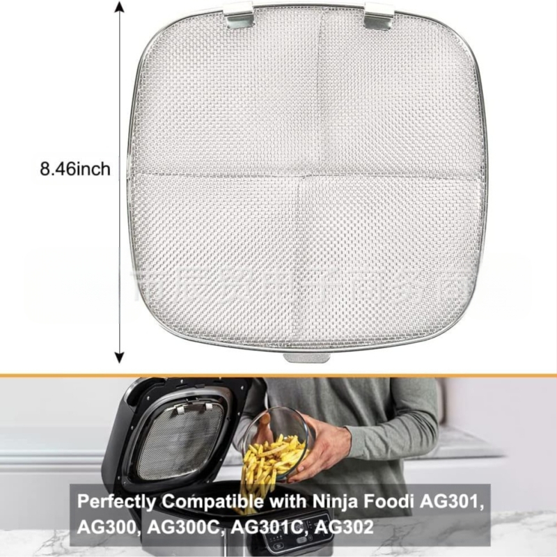 Tinka „Ninja Foodi AG301“ oro gruzdintuvės apsauginiam dangčiui, nuimamas nerūdijančio plieno 304 apsauginis dangtelis