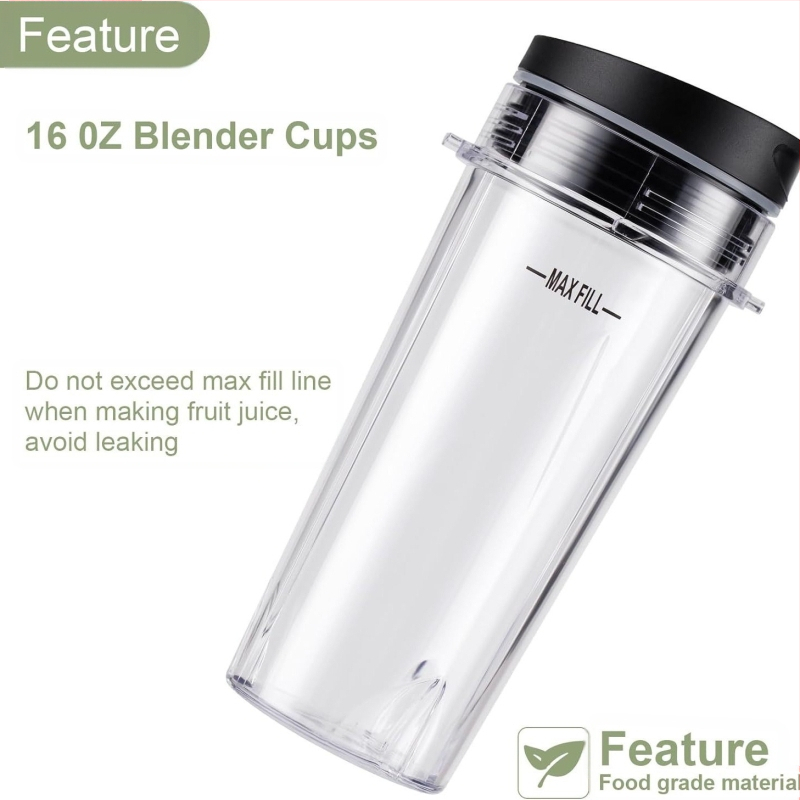 5 dalių „Ninja“ maišytuvo priedų rinkinys, 16 uncijų, tinka BL660, BL663, BL665Q, BL740, BL770