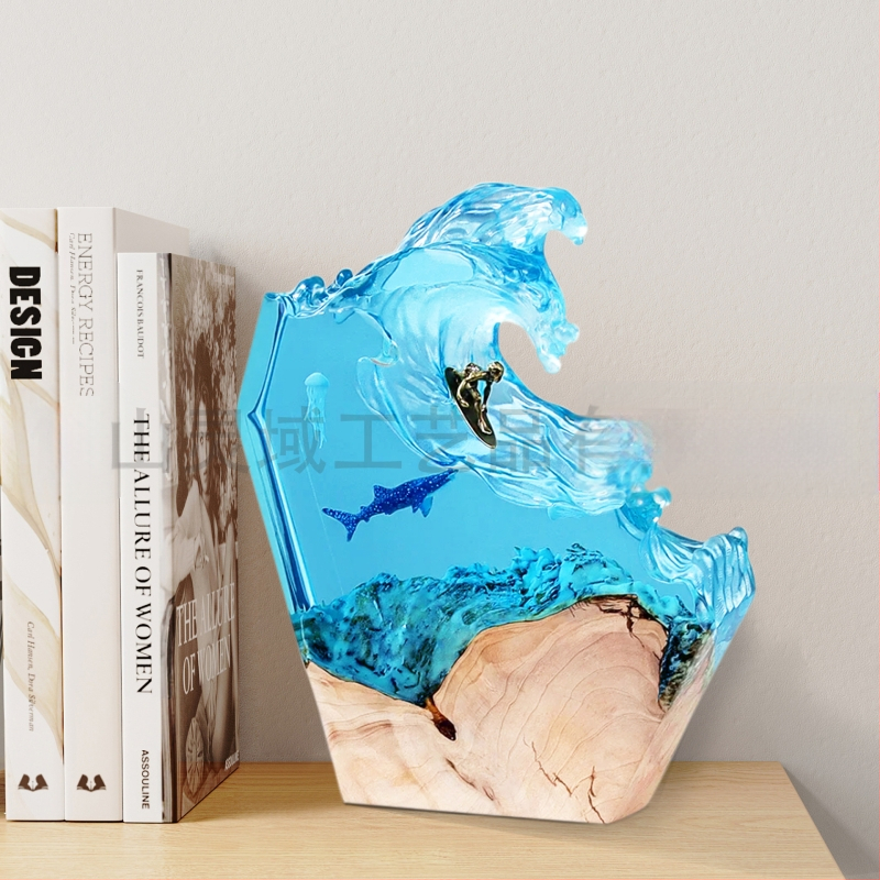 Cetcápa szörfözés fiatal tengeri gyanta lámpa tömörfa kreatív díszek hálószoba dekoráció anyák napi ajándék határokon átnyúló robbanások